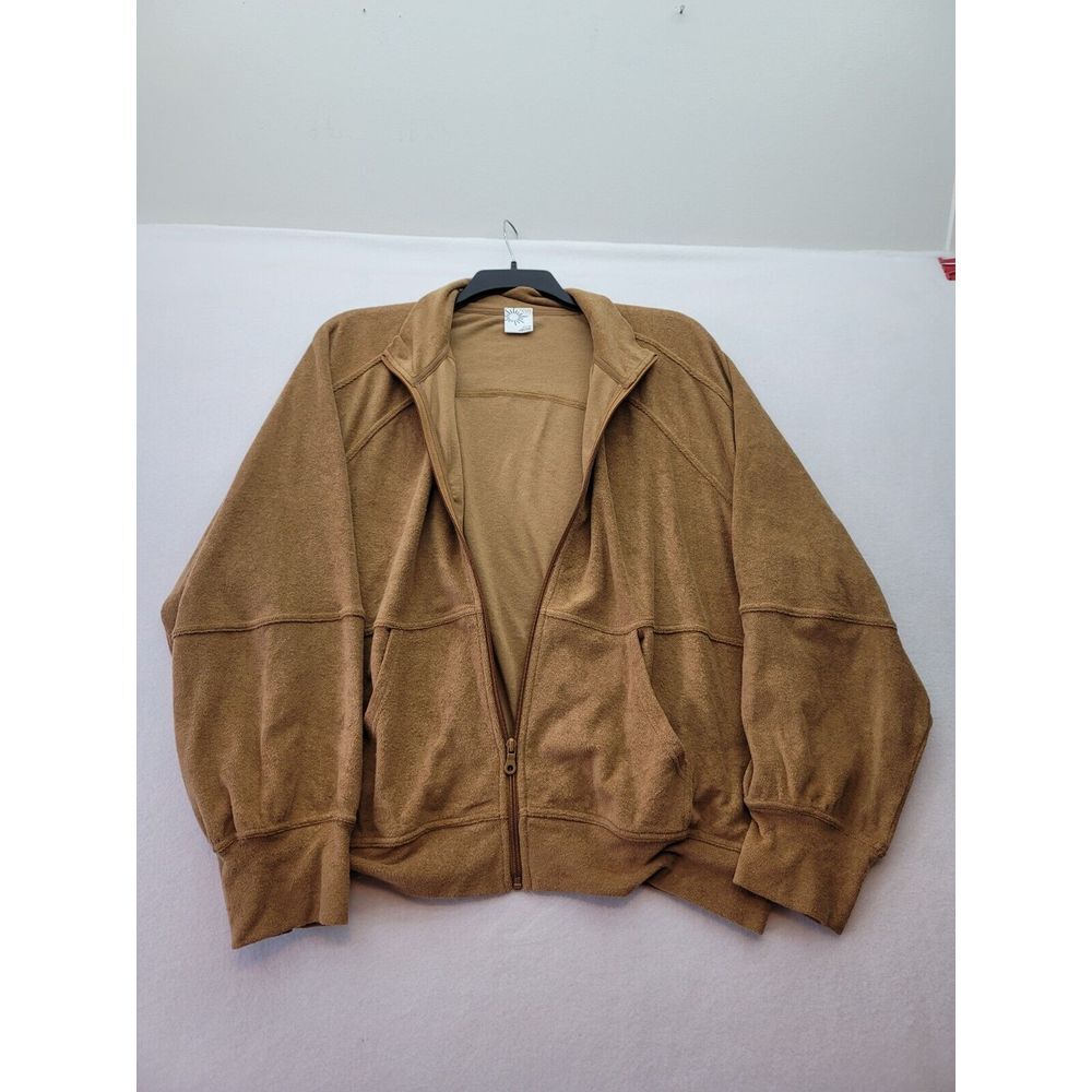 Aerie Offline Jacket‎ Womens XL Fleece Full Zip Soft Brown Thumb Holes - Picture 2 of 9